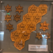 Mass produced 'Jewish stars' There were several versions of these 'Jewish stars' on display. Such a powerful symbol.